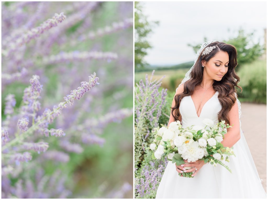 beautiful bride lavender field