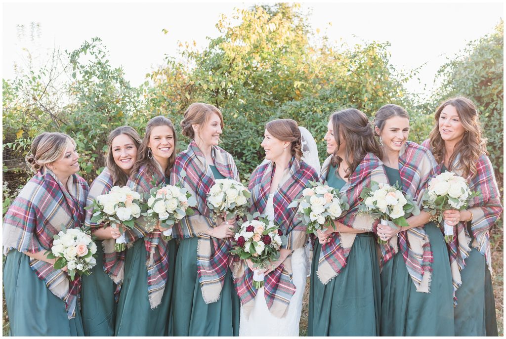 winter wedding bridal party