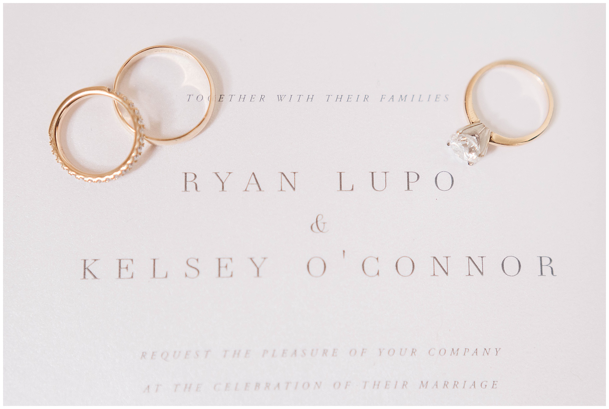 gold rings wedding invitation