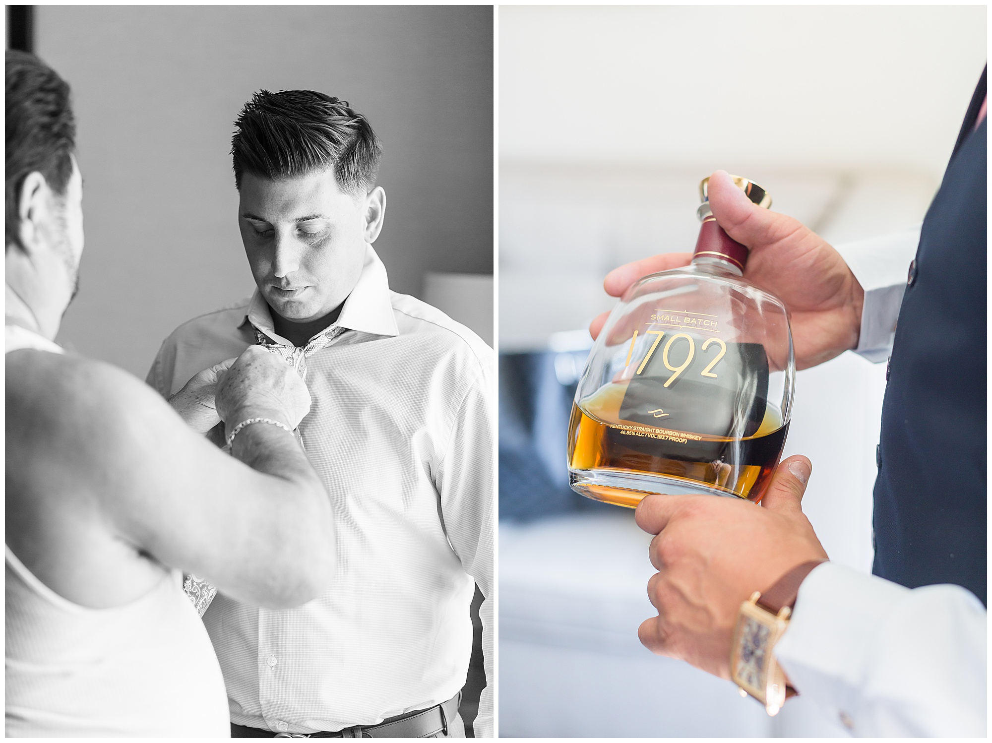 groom gets dressed