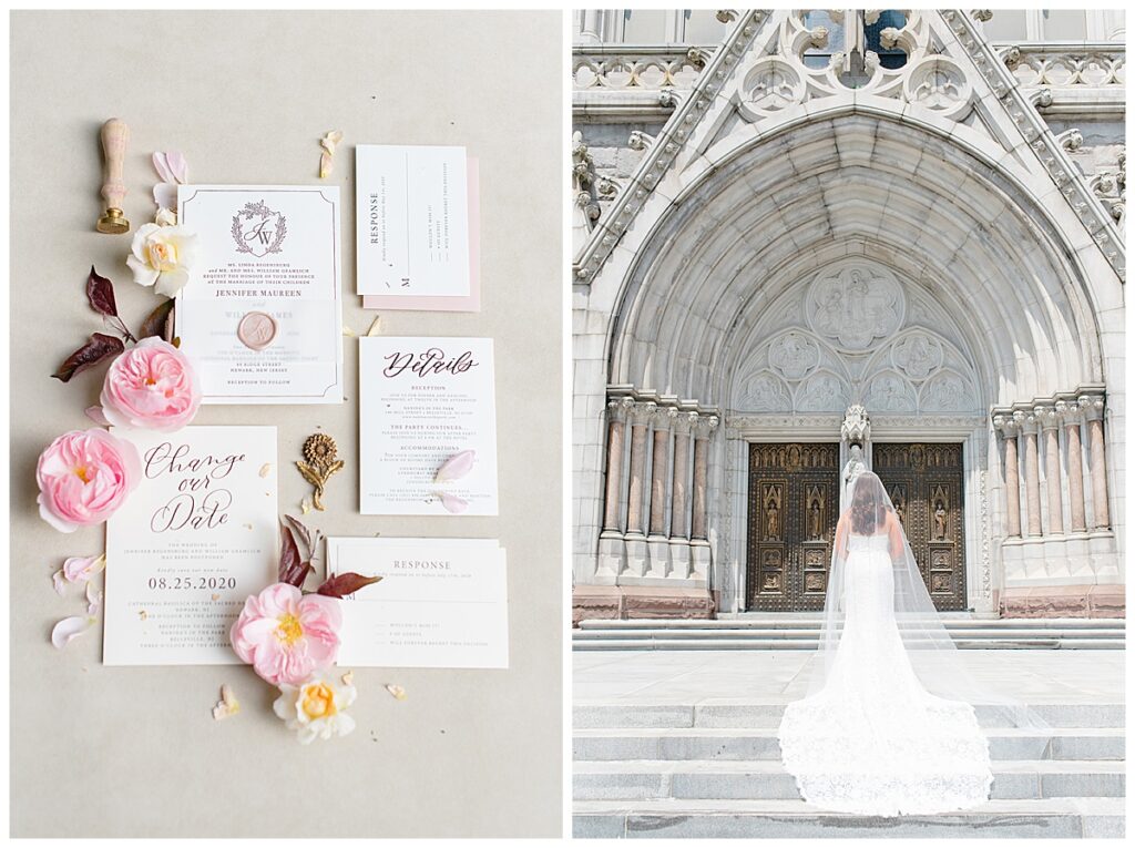 bride in front of church