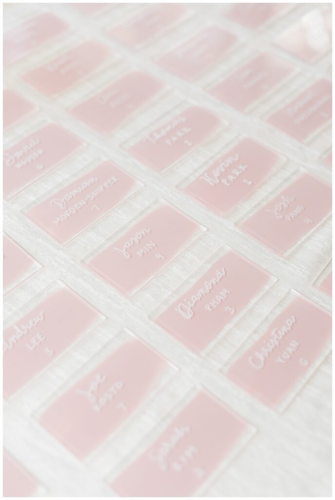 pink escort card ideas