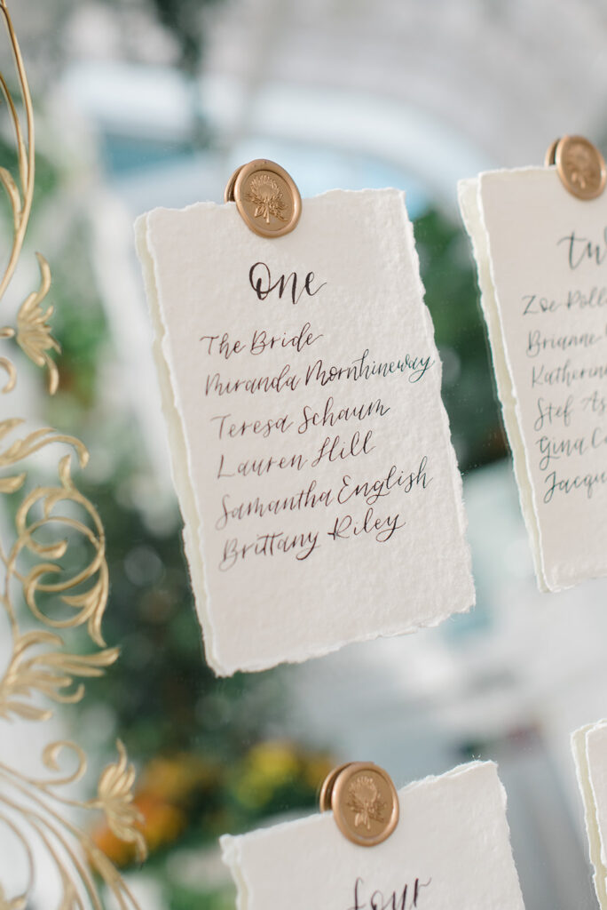 bridal shower seating chart