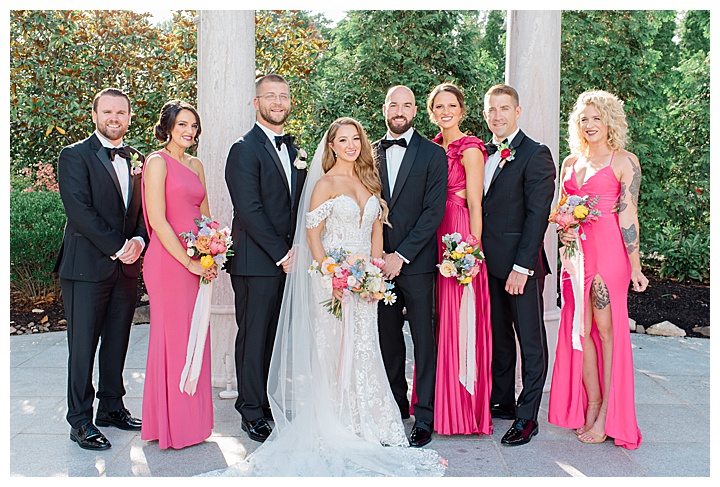 pink and black bridal party