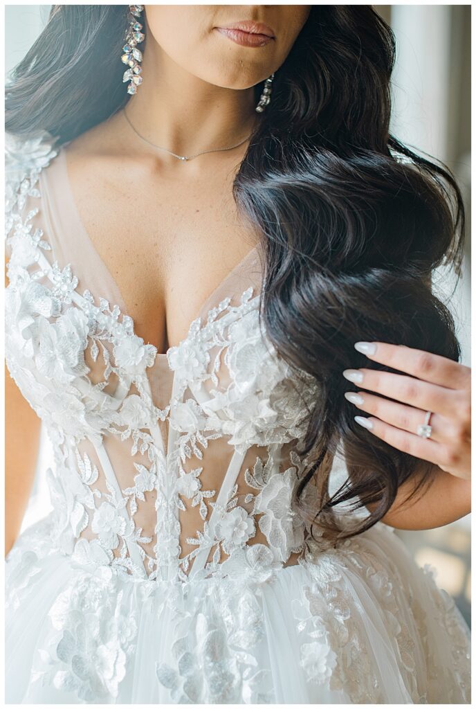 lace wedding dress bride wedding hair down