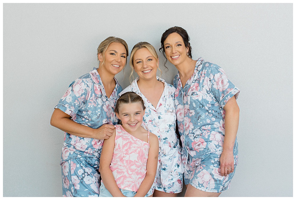 bridesmaids in floral pjs