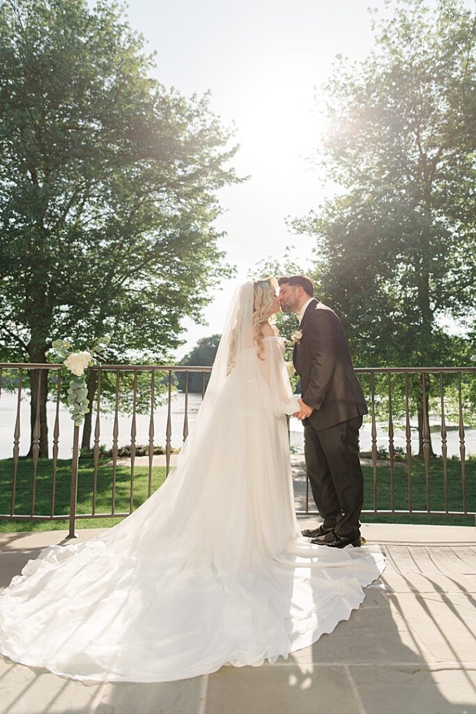 bride and groom sunset