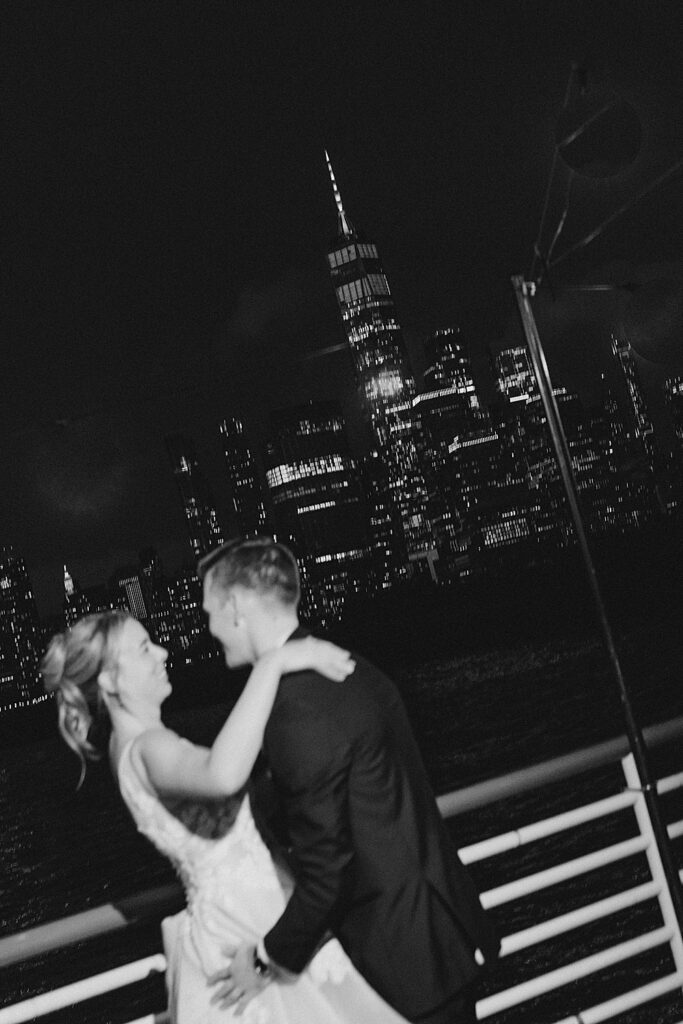 bride and groom NYC night shot