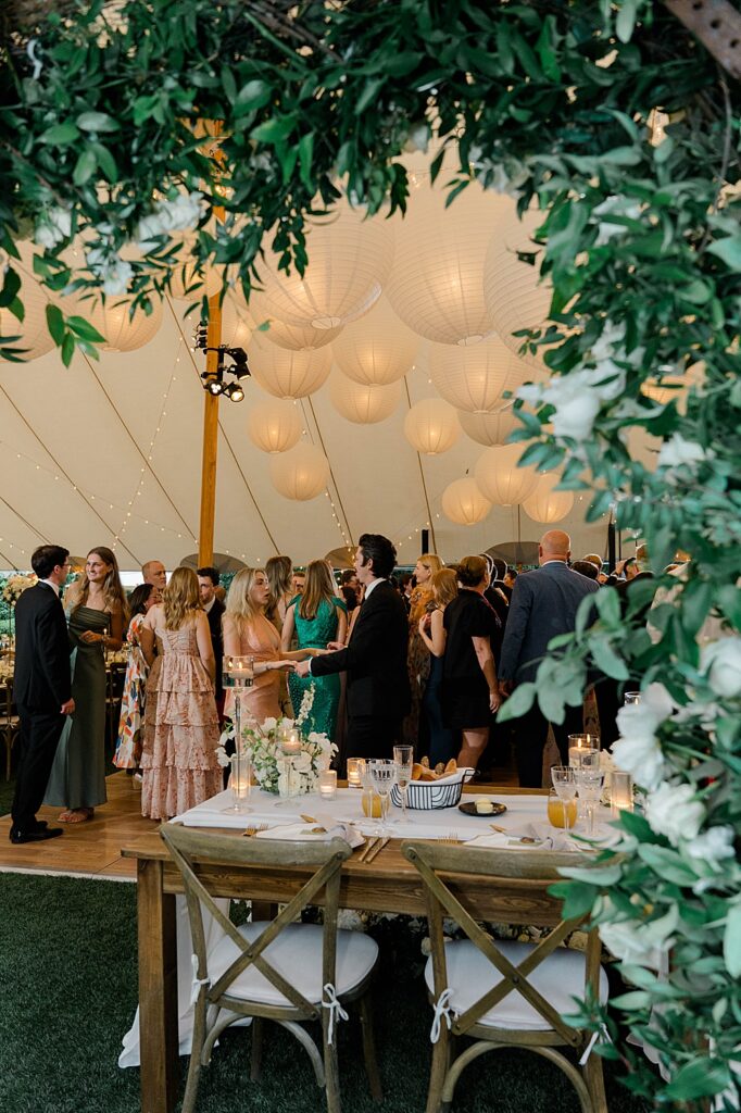tented wedding with guests