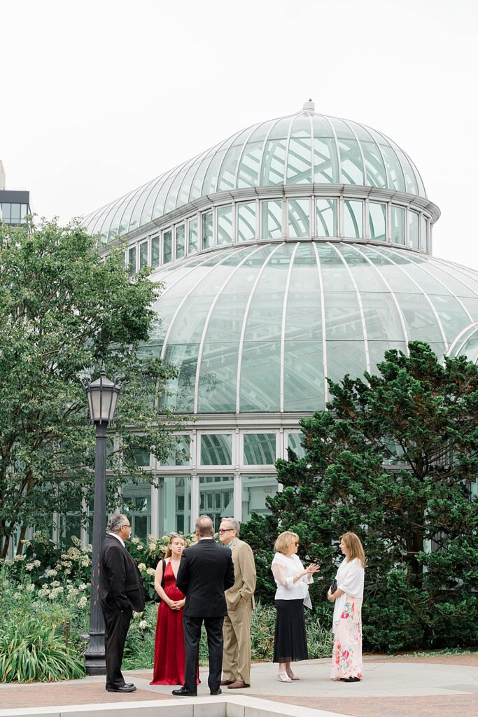 guests outside palm house