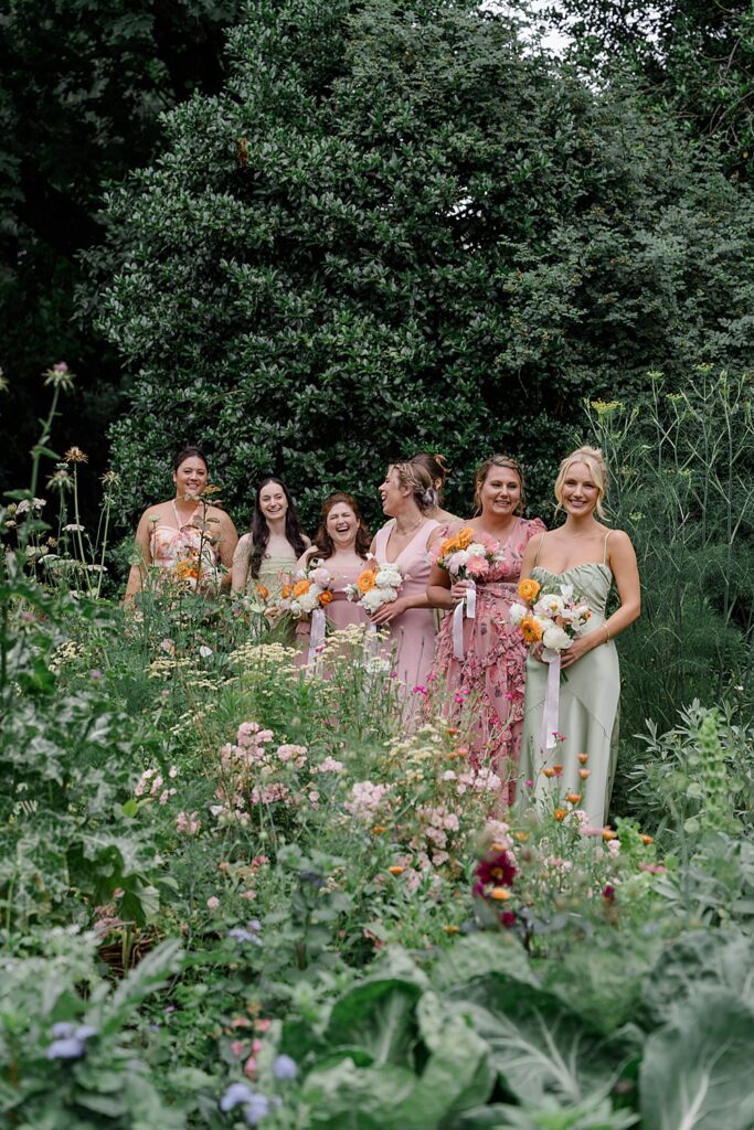 bridesmaids in garden