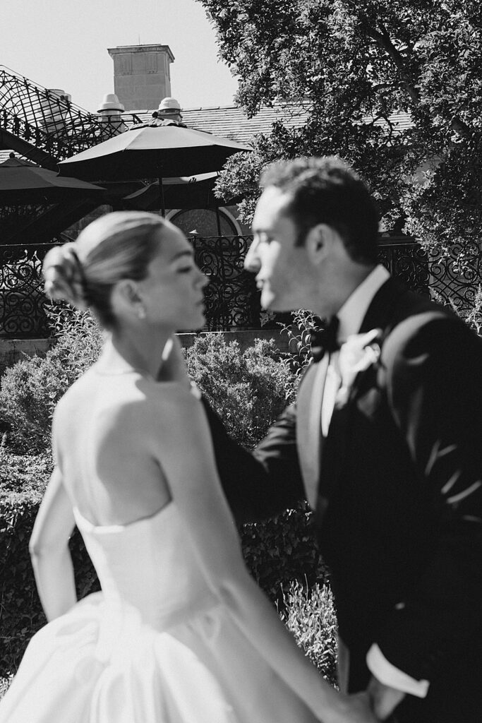 blurry bride and groom photo