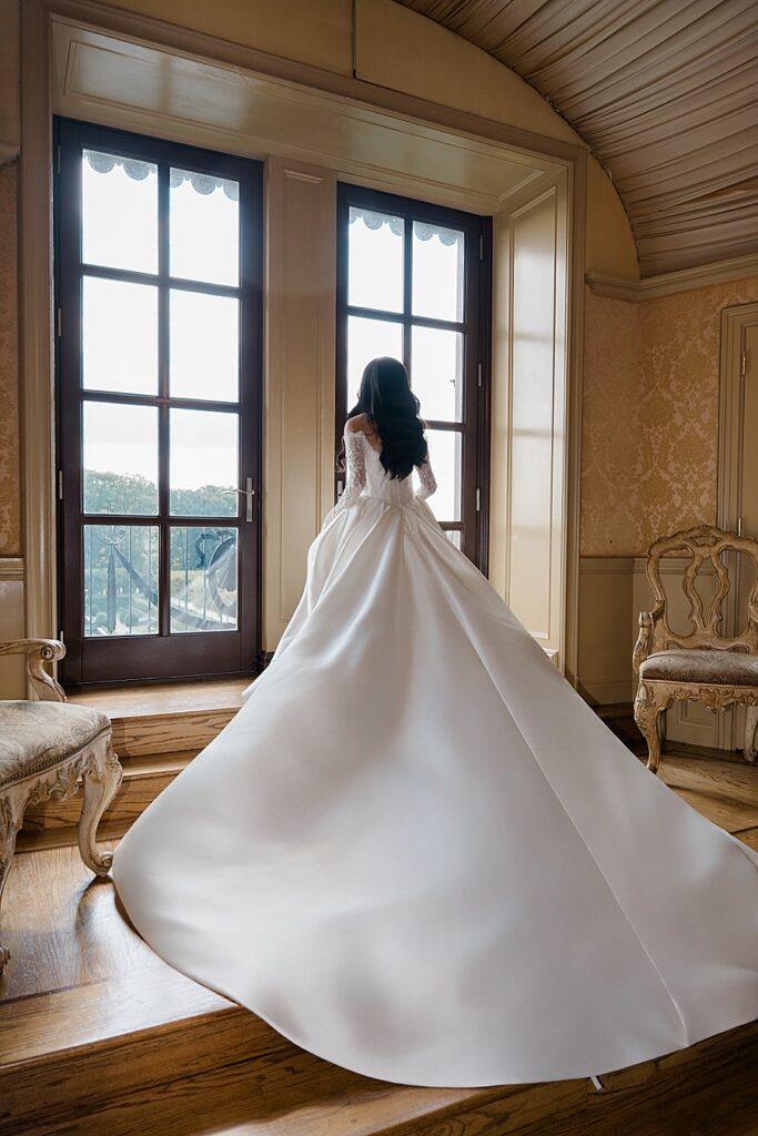 bride in beautiful wedding dress